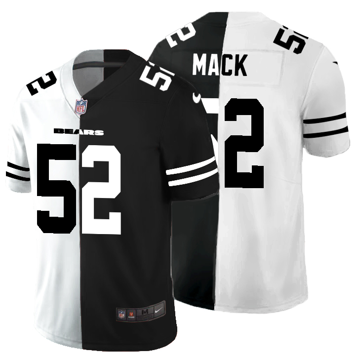 Men's Chicago Bears #52 Khalil Mack Black & White Split Limited Stitched Jersey